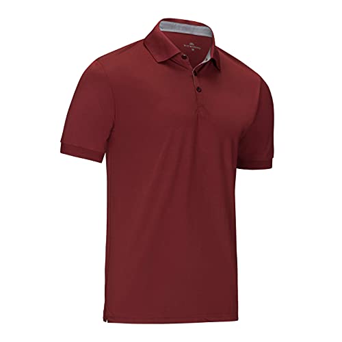 Mio Marino Golf Poloshirt für Herren - Dry Fit - Ultradünner, atmungsaktiver Stoff, Burgunder, L