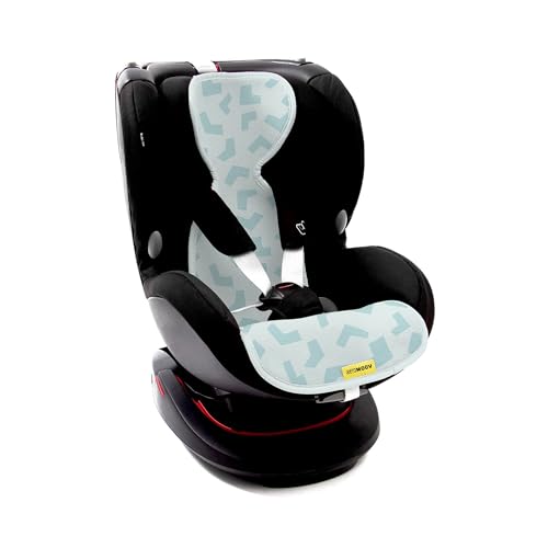 AeroMoov - Baby Sitzauflage Air Layer - Einlage Für Autositz oder Kinderwagen - Gruppe 1 - Antischwitz Sommerbezug - Bio-Baumwolle - Tetris Blue