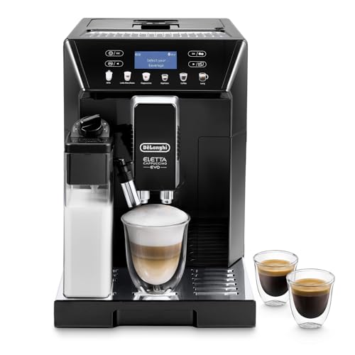 De'Longhi Eletta Evo ECAM 46.860.B Kaffeevollautomat mit Milchsystem, Cappuccino und Espresso auf Knopfdruck, LCD Display und Sensor-Touch-Tasten, schwarz