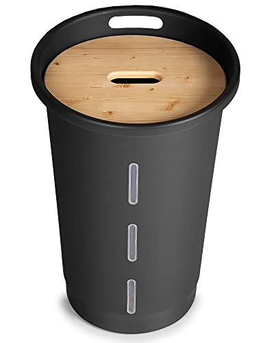 Ondis24 Pelletbehälter Aufbewahrungsbehälter für Pellets mit Deckel aus Holz und praktischem Sichtfenster