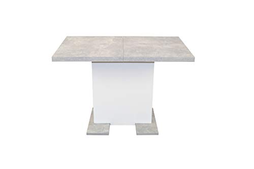 moebel direkt online Säulentisch 110-150 cm Sandra Betonoptik grau/weiß