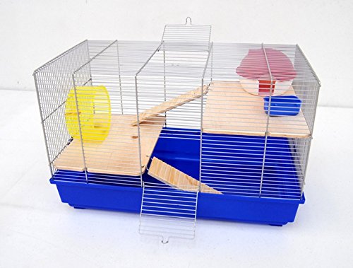 Ollesch Mäusekäfig Hamsterkäfig Nagerkäfig 58x32x38 cm blau mit Zubehör