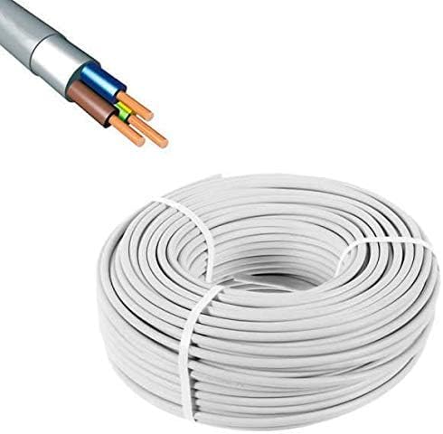 3 x 1,5 mm² -NYM-J feuchtigkeitsdichtes Kabel, Stromkabel, Installationskabel, ENVA® – NYM-J Mantelkabel (5 m)