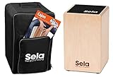 Sela SE 152 EN Primera Cajon Einsteiger-Bundle mit Rucksack, Sitzpad und englischer Anfängerschule, CD/DVD, Natur