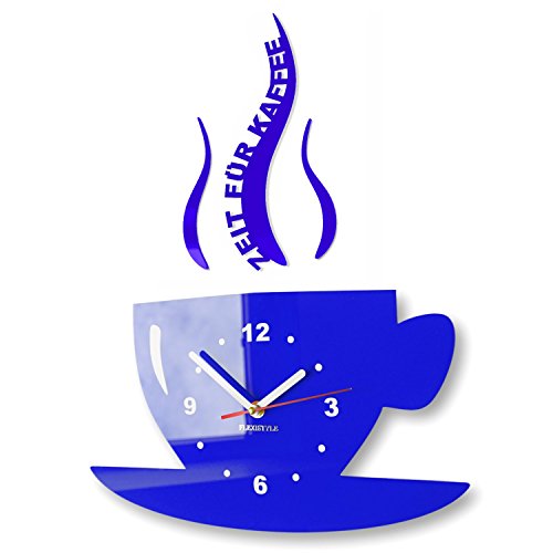 TASSE Zeit für Kaffee Moderne Küche Wanduhr, 3d römisch, wanduhr deko (Navy blau)