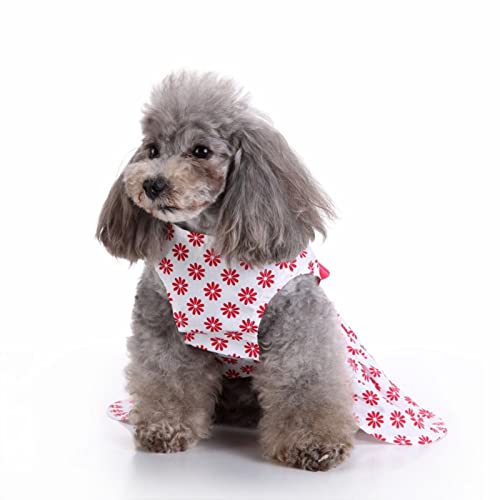 SUSOSU Haustier Kleidung Hunderock Wasserdruck Hundekleidung Rock Kleider für Kleine Mädchen Hunde Niedliche Haustierkleidung,Red 1,L