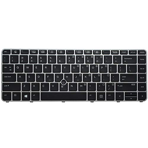 Ersatz-Tastatur für HP EliteBook 745 G3 / 745 G4 / 840 G3 / 840 G4 / 848 G3 Laptop mit Zeiger und Hintergrundbeleuchtung, silberfarben