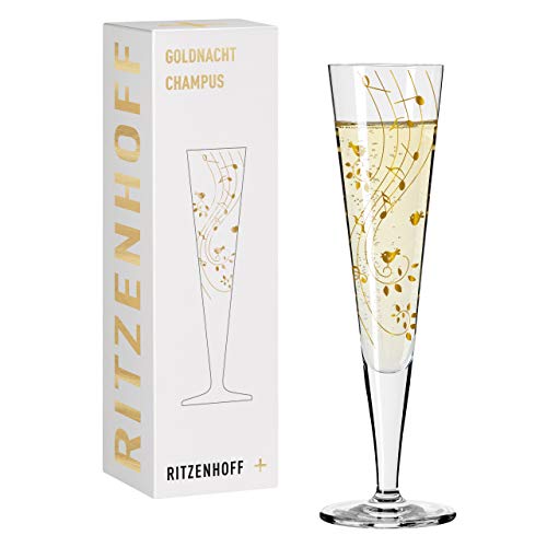 Ritzenhoff 1078202 Champagnerglas 200 ml – Serie Goldnacht Nr. 2 – Edles Designerstück mit Echt-Gold – Made in Germany
