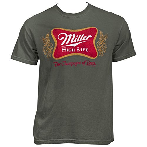 Miller High Life Logo Vintage Garment Wash T-Shirt Gr. L, Grün