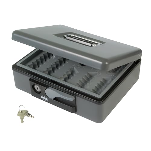 Amig - Geldkassette Modell 2500 | Stahl | Münzfach | Grau | 230 x 185 x 80 mm