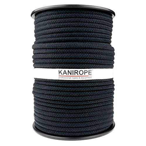 Kanirope® Baumwollseil COBRAID 5mm 100m Farbe Schwarz 16-fach geflochten