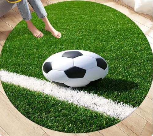 REIPOL Karikatur Fußball Bereich Teppich groß, runder Teppich Teppich für Wohnzimmer Schlafzimmer Sofa Dekoration, Fußmatte 160cm