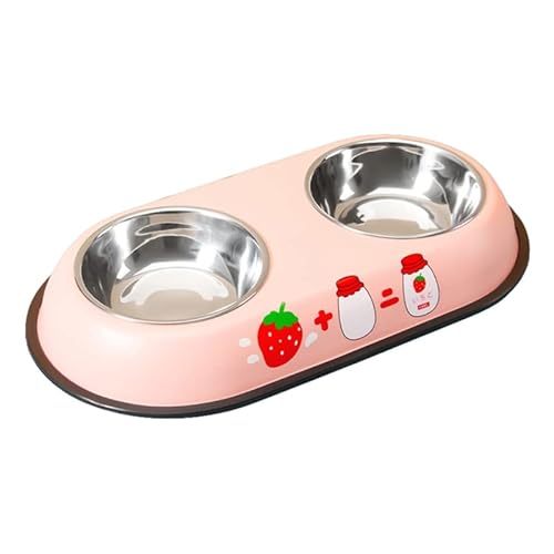 Hundefutternapfspender for Haustierkatze Schöne Futterstation 2 in 1 Hundefutternapf Hundefutterspender ( Color : Pink Strawberry Milk )