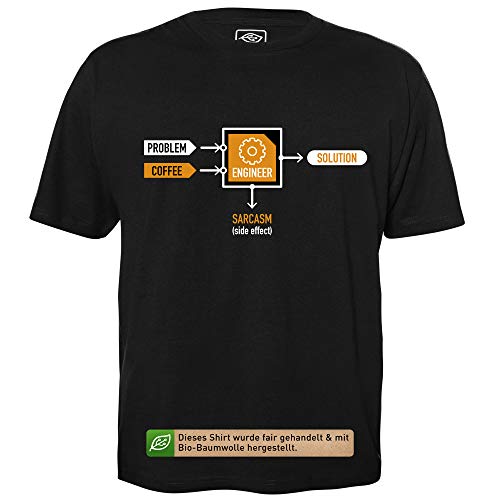 Problem - Engineer - Solution - Geek Shirt für Computerfreaks aus fair gehandelter Bio-Baumwolle, Größe M