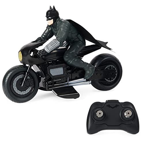 dc comics 6060490 The Batcycle RC with Rider Action Figur, Official Batman Movie Styling, Kids Toys for Boys Girls Ages 4 and up