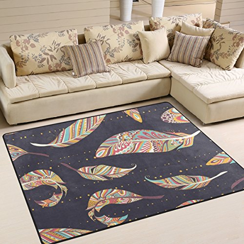 yibaihe Bohemian Style Blätter bedruckt Große Fläche Teppiche, leicht rutschfeste antistatisch wasserabweisend Boden Teppich für Wohnzimmer Schlafzimmer Home Deck, 160 x 122 cm