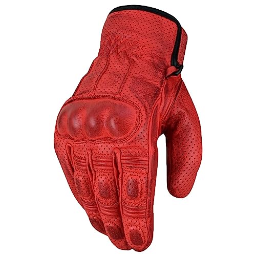 BOSmoto Motorradhandschuhe Herren Leder - Protektoren Motorrad Handschuhe für Sommer – vollfinger Motorcycle Gloves mit rutschfesten Pads (XXL)