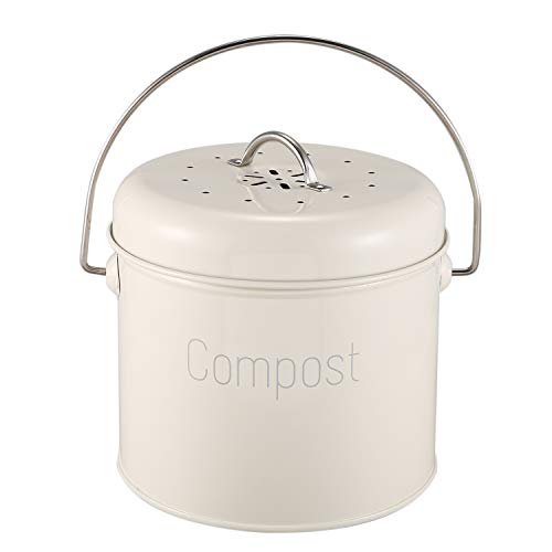 Piarktoy Komposteimer 3L - Edelstahl Küche Komposteimer - Küchenkomposter für Lebensmittelabfälle - Kohlefilter