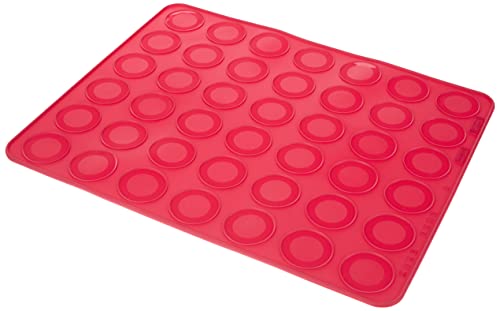 Lurch 83020 FlexiForm Backmatte Macaron / Backmatte für 42 Kekse aus aus 100% BPA-freiem Platin-Silikon, ruby, 38 x 30 x 0.2 cm
