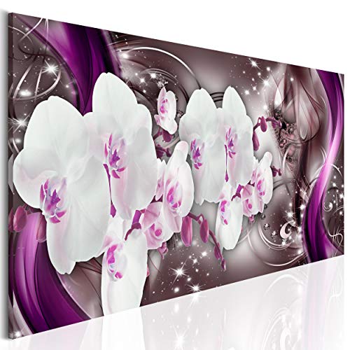 decomonkey Bilder Blumen Abstrakt 150x50 cm XXL 1 Teilig Leinwandbilder Bild auf Leinwand Wandbild Kunstdruck Wanddeko Wand Wohnzimmer Wanddekoration Deko Ornamente Strahl Orchideen