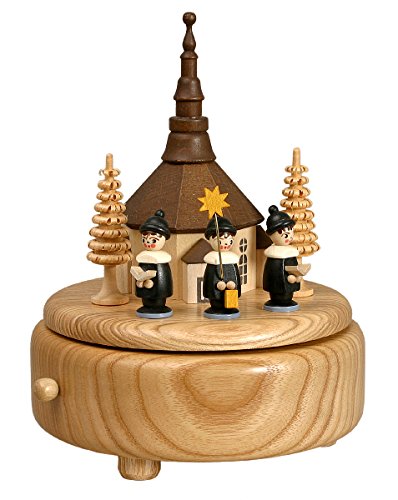 Rudolphs Schatzkiste Spieldose mit Kirche Kurrende bunt BxHxT 13x16x13cm NEU Spieluhr Spielwerk Musikdose Musik Figur Seiffen Erzgebirge Holz Dekoration Weihnachten