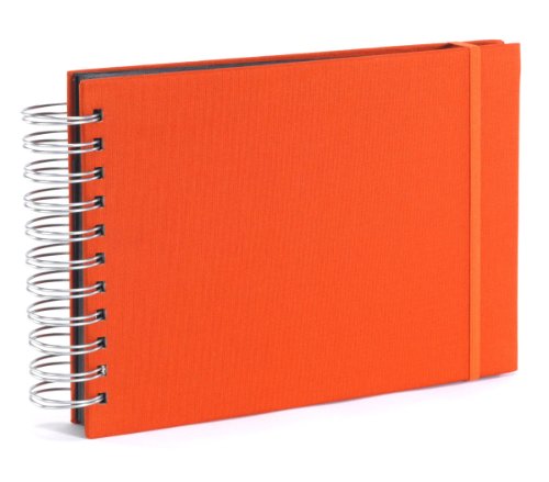 Semikolon (352989) Mini Mucho Album orange (orange) - Spiral-Fotoalbum mit 90 Seiten und Leinen-Einband - Spiral-Foto-Buch schwarzem Fotokarton