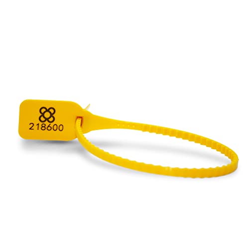 DOJA BARCELONA | Gelb Sicherheitsplomben aus Kunststoff | 100 Einheiten | 36 cm Lang | Plomben kunststoff zum beschriftung, fur koffer, gepäck, beschriftung, unter anderen Verwendungen.