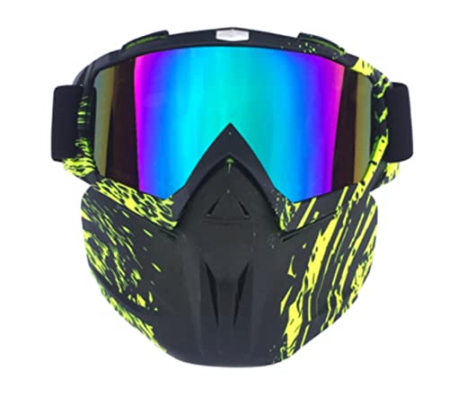 QINQIN Skibrille Motorradbrille Sportski Snowboard Schutz Gesichtsmaske mit abnehmbaren Brillen fit for Frauen Männer Jugend Erwachsene Jungen Mädchen (Color : Black and Green)
