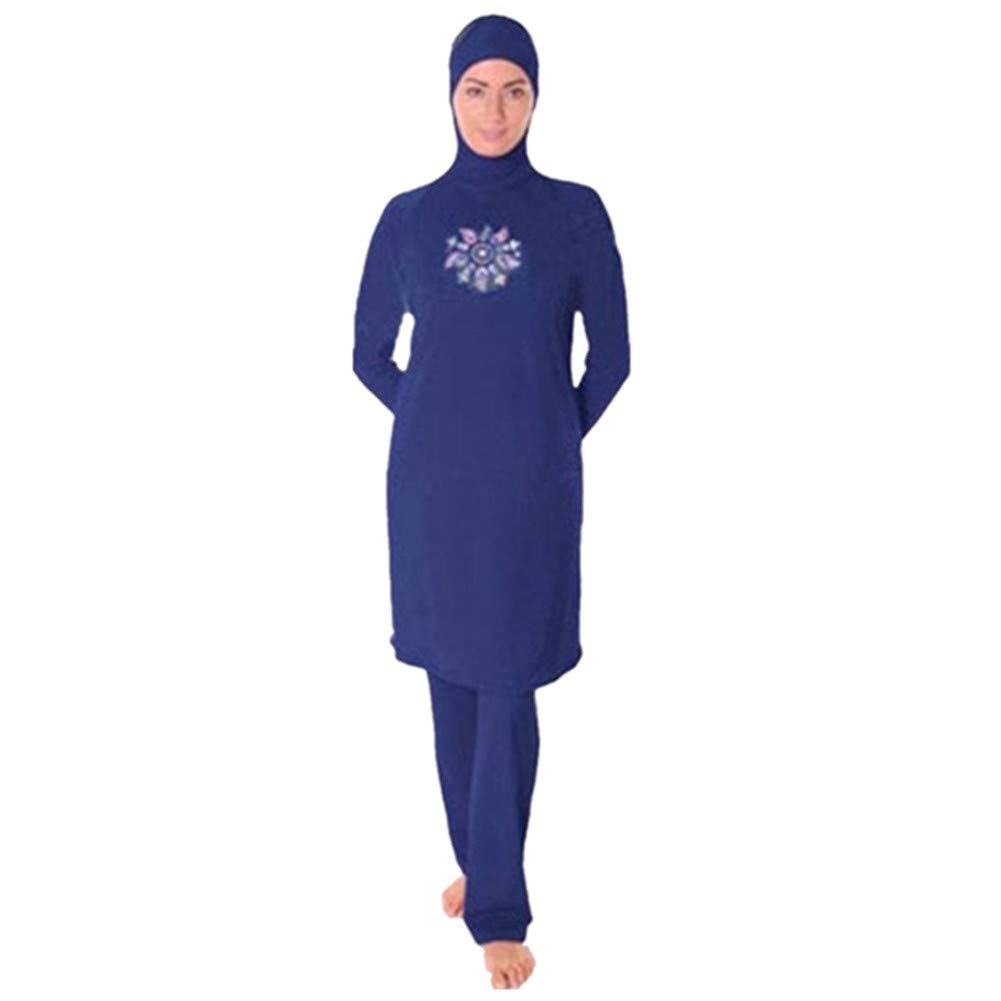 Muslimischen Damen Badeanzug Muslim Islamischen Full Cover Bescheidene Badebekleidung Modest Muslim Swimwear Beachwear Burkini (Int’l – L, Hijab Connected-6)