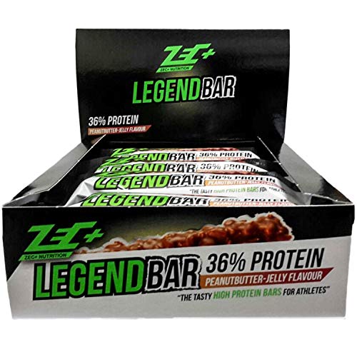 ZEC+ Legend Bar Proteinriegel – Geschmack Peanutbutter-Jelly, 12 Riegel (840 g), Eiweißriegel mit 37% Proteingehalt und Aminosäuren