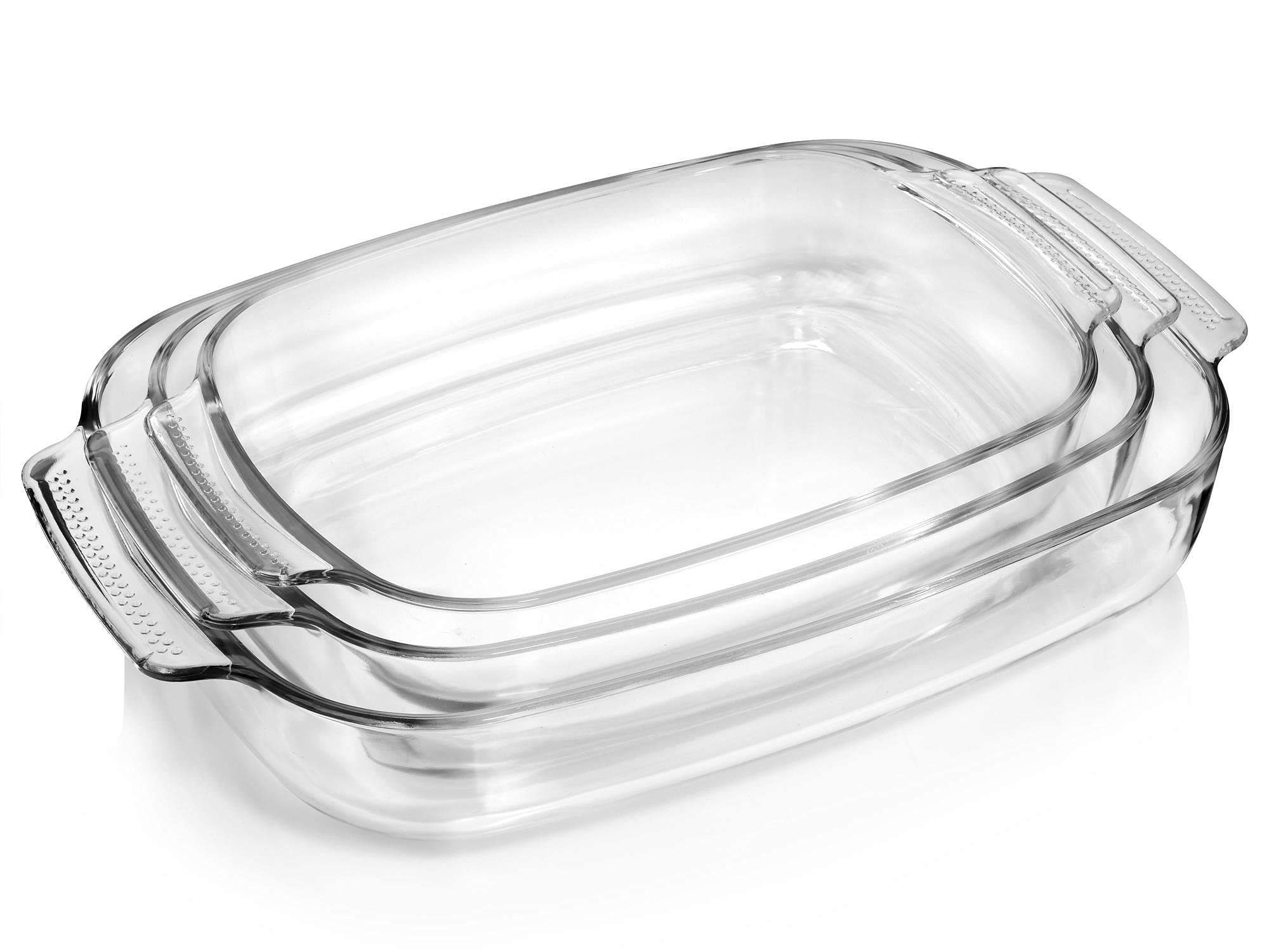 SÄNGER | Auflaufform Set aus Glas, 3-teiliges Ofenform Set in verschiedenen Größen, 1,5 L, 2,5 L und 3,5 L, Dinner, hitzebeständig