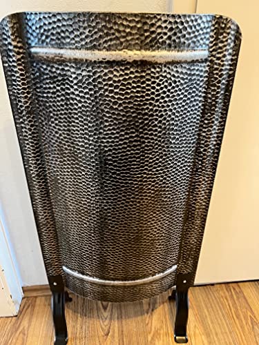 Ofenschirm mit Füßen alteisen schwarz Silber gehämmert Hitzeschutz 91 x 46 cm