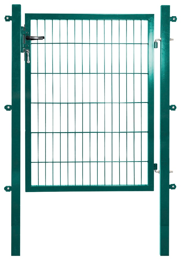 Solid Einzeltor Stahl Grün mit Füllung für Doppelstabmatte 120 cm x 100 cm