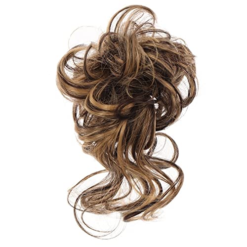 Haarteil Pieces Lockiges Wellen-Haarknoten-Haargummi for Frauen, unordentlicher Dutt-Haarteil, zerzauste Hochsteckfrisur-Haarknoten, Verlängerung, elastisches Haarband Dutt (Color : 004)