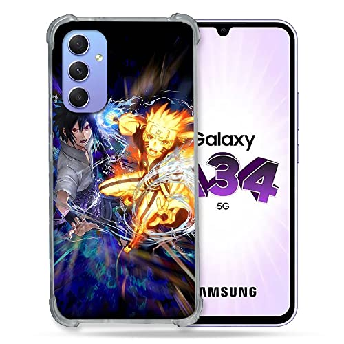 Cokitec Schutzhülle aus Hartglas für Samsung Galaxy A34 5G Manga Naruto VS