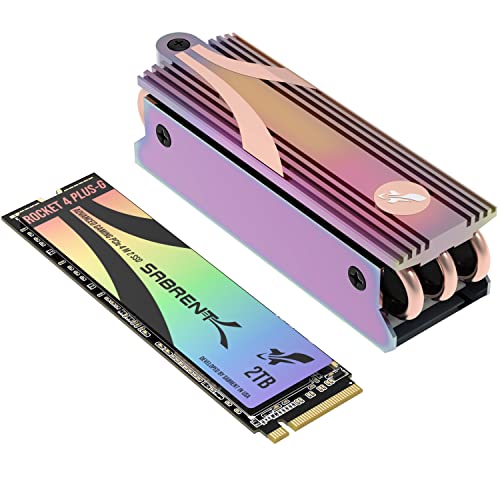 Sabrent Gaming SSD Rocket 4 Plus-G mit Heatsink 2TB PCIe Gen 4 NVMe M.2 2280 Internes Solid State Drive, bis zu 7 GB Geschwindigkeit, Wärmemanagement [SB-RKTG-GHSK-2TB]