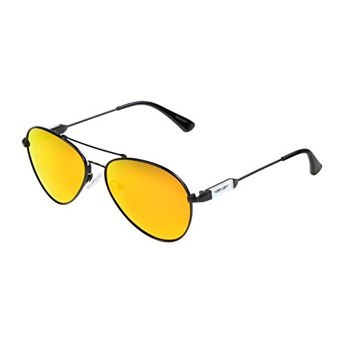ActiveSol Pilotenbrille für Kinder | αKids Designer Sonnenbrille | polarisiert | Flieger-Brille für Mädchen & Jungen | UV400 Schutz | Memory-Metall (schwarz | orange verspiegelt)