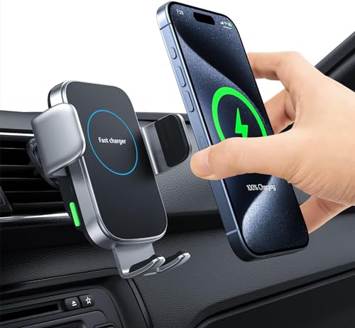 Hinyx Kabelloses Auto Ladegerät,Qi 15W Fast Handyhalterung Auto Induktion Charger, Wireless Car Charger Mobile Phone Holder for iPhone 12/SE/11/11 Pro Max/XS/X/8,Samsung S20/S10/Note10, etc