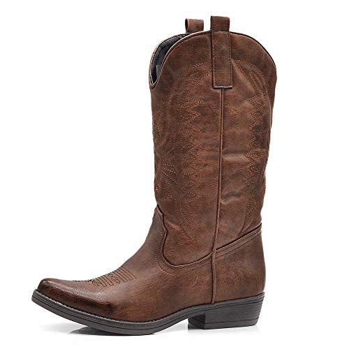 IF Fashion Stiefel Stiefel Texani Cowboy Western Damen Schuhe Zehe Camperos Ethnische C19004-4, 04 4 Braun, 36 EU