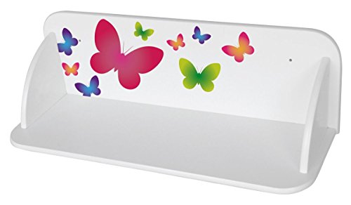 Leomark Regalbrett auf der Wand - Schmetterlinge - Wandboard aus Holz, Wandregal für Kinder, Wandablage mit UV-Aufdruck, Länge: 60 cm