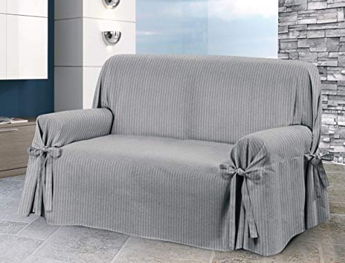 HomeLife Sofaüberwurf für 2-Sitzer oder 3-Sitzer – Eleganter Überwurf aus Baumwolle für Sofa und Schutz vor Staub, Flecken, Hundehaaren und Katzen. Hohe Qualität, . Dreisitziges Sofa grau