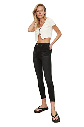 Trendyol, schwarze Hohe Taille Skinny Jeans, schwarz, 40