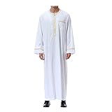 Xinvivion Muslim Herren Robes - Lange Ärmel islamisch Mittlerer Osten Dubai Thobe Saudi Arabien Ethnisch Dishdasha Kaftan Kandoura