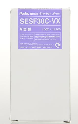 Pentel SESF30C-VX Extra feine Pinsel-Spitze, 12 Stück violett