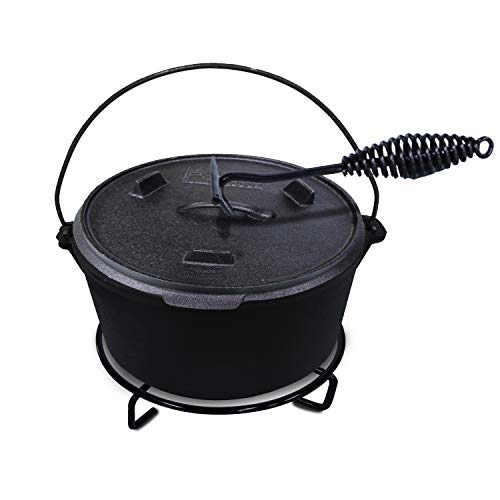 ACTIVA BBQ Dutch Oven Topf ca. 3,5 Liter Ø 25 cm aus schwarzem Gusseisen - inkl. Deckel - mit Henkel zum Tragen, Gusseisen Topf
