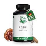 Reishi Extrakt 40% (180 Kapseln á 650mg) - deutsche Herstellung - 100% Vegan & Ohne Zusätze