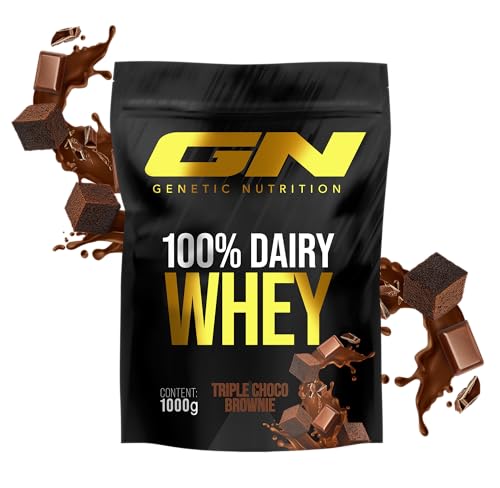 GN Laboratories 100% Dairy Whey Protein Pulver 1000g (Triple Chocolate Brownie) – Eiweißpulver zum Muskelaufbau – Proteinpulver für Protein Shake