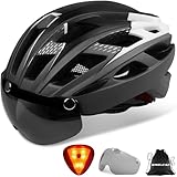 KINGLEAD Fahrradhelm mit Schild Visier, Unisex Geschützter Fahrradhelm für Fahrradfahren Racing Skateboarding Outdoors Sports Safety Superleichter Verstellbarer Fahrradhelm