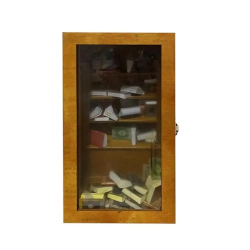 Frsoinor Miniatur-Bücherregal, Angst-Bücherregal Aus, Kleine Buchbibliothek, Stressabbau-Bücherregal, Tischplatte mit 80 Büchern, Langlebig, Einfache Installation