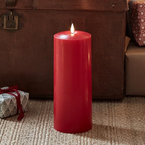 Lights4fun 25cm LED TruGlow® Kerze Rot Kerze mit Timer Kerzen mit Batterie und Timerfunktion